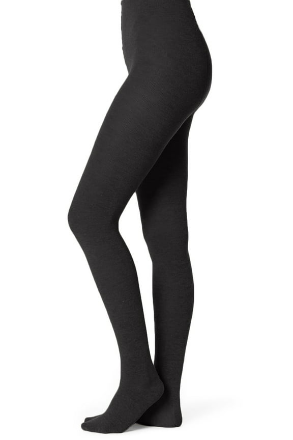 Women's Ladies Junior's Flat Knit Cotton Sweater Winter Opaque Footed Tights Hosiery Stockings Black B
