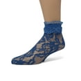 thumbnail image 1 of EMEM Apparel Women's Ladies Lace Anklet Ankle Quarter Socks Stockings with Ruffle Royal Blue 9-11, 1 of 5