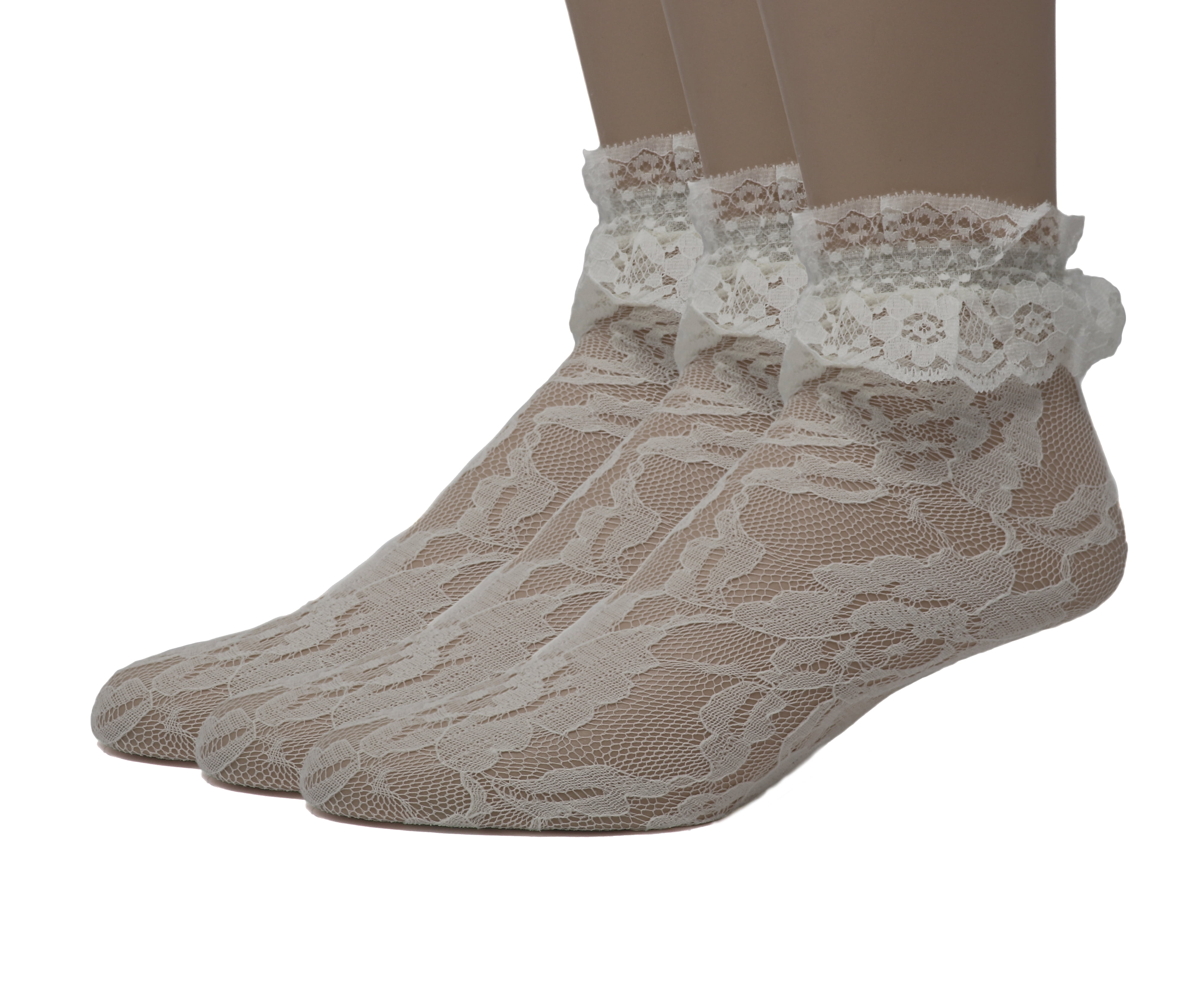 EMEM Apparel Women's Ladies Lace Anklet Ankle Quarter Socks Stockings