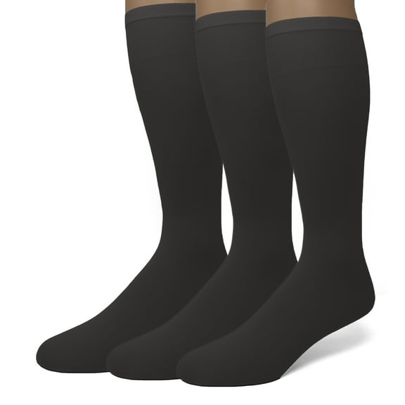 EMEM Apparel Women's Ladies Opaque Stretchy Nylon Knee High Hosiery Stockings, Trouser Socks, 3-Pairs Black