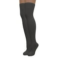 thumbnail image 1 of EMEM Apparel Women's Ladies Opaque Stretchy Nylon Over-The-Knee Thigh High Hosiery Stockings Trouser Socks Tights, 2-Pairs Black, 1 of 5