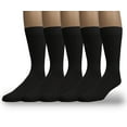 thumbnail image 1 of EMEM Apparel Women's Ladies Plus Size Casual Soft Ribbed Cotton Knit Classic Mid Calf Crew Dress Hosiery Socks 5-Pack Black 10-13, 1 of 5
