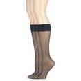 thumbnail image 1 of EMEM Apparel Women's Ladies Plus Size Queen Day Sheer Knee High Hosiery Stockings 3-Pack Black 4X, 1 of 5