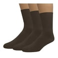 thumbnail image 1 of EMEM Apparel Women's Ladies Plus Size Queen Diabetic Circulatory Non-Binding Top Loose Top Casual Crew Mid Calf Cotton Seamless Toe Socks 3-Pack Brown 10-13, 1 of 5