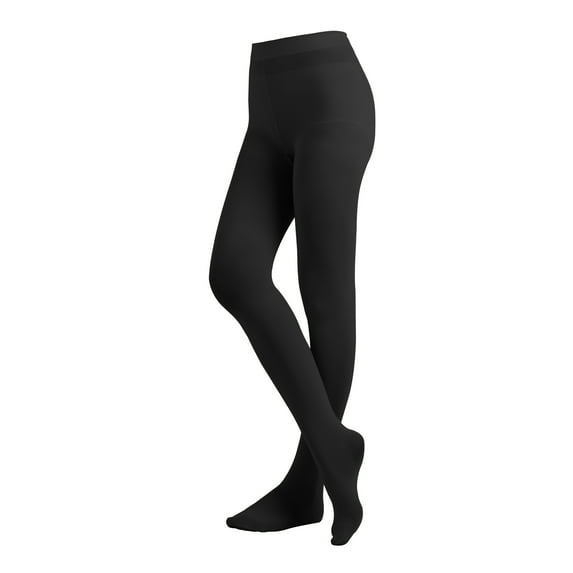 EMEM Apparel Women's Ladies Solid Colored Opaque Dance Ballet Costume Microfiber Footed Tights Stockings Fashion Black E