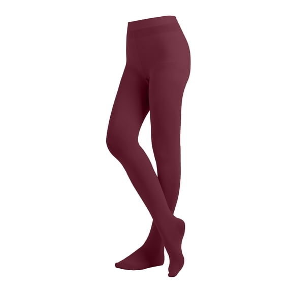 EMEM Apparel Women's Ladies Solid Colored Opaque Dance Ballet Costume Microfiber Footed Tights Stockings Fashion Burgundy E
