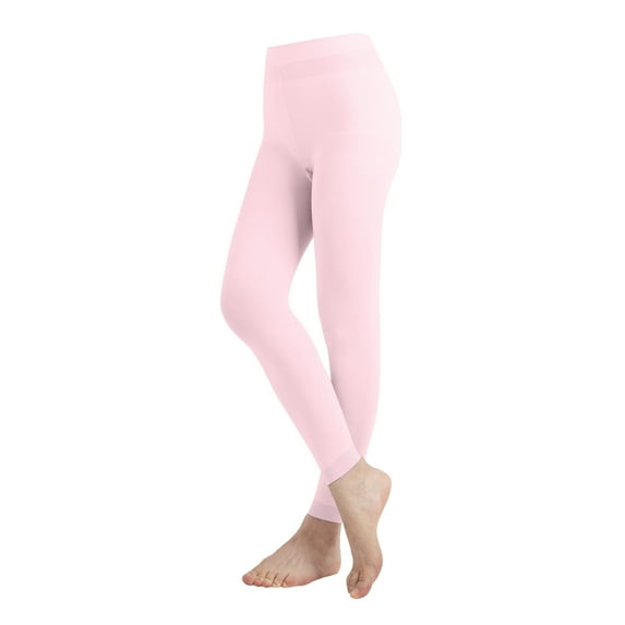 EMEM Apparel Women's Ladies Solid Colored Opaque Dance Ballet Costume Microfiber Footed Tights Stockings Fashion Light Pink C