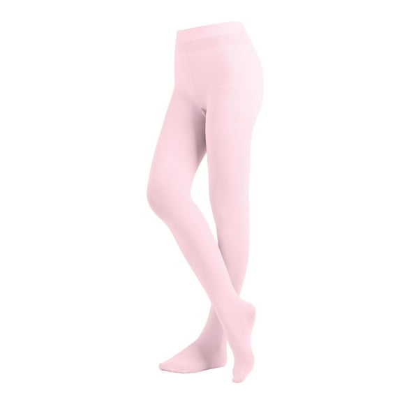 EMEM Apparel Women's Ladies Solid Colored Opaque Dance Ballet Costume Microfiber Footed Tights Stockings Fashion Light Pink D
