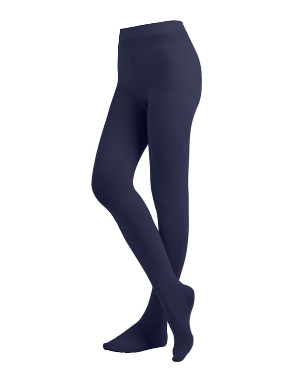 Women's Ladies Solid Colored Opaque Dance Ballet Costume Microfiber Footed Tights Stockings Fashion Navy B
