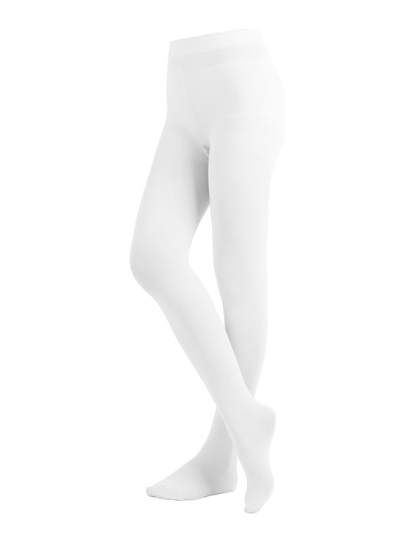 Women's Ladies Solid Colored Opaque Dance Ballet Costume Microfiber Footed Tights Stockings Fashion White C