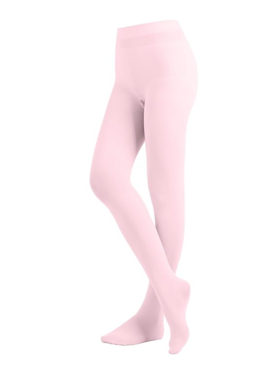 Women's Ladies Solid Colored Seamless Opaque Dance Ballet Costume Full Length Microfiber Footless Tights Leggings Stockings Light Pink E