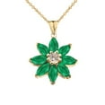 thumbnail image 1 of EMERALD AND DIAMOND DAISY PENDANT NECKLACE IN YELLOW GOLD :  14K  Pendant only, 1 of 1