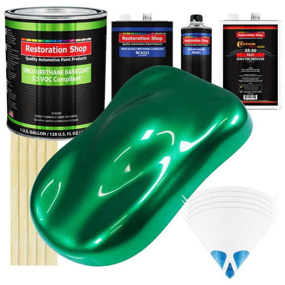 EMERALD GREEN METALLIC Low Voc Urethane Basecoat/Clearcoat Car Auto Paint Complete FAST Gallon Kit - Restoration Shop