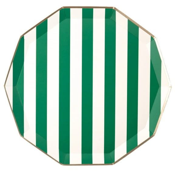 Emerald Green Signature Cabana Stripe Plates - 8ct