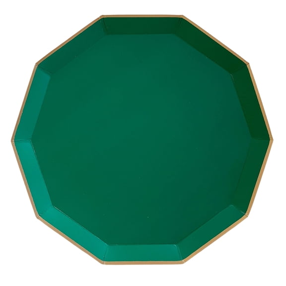Bonjour Fte Green Large Paper Dinner Plates, Disposable Party Supplies, 8 Count, 10.75 Inch, St. Patricks, Christmas