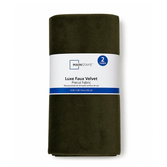 Mainstays 2 Yard 100% Polyester Faux Velvet Fabric, Winter Moss, 72 in Wide, for Quilting & Sewing