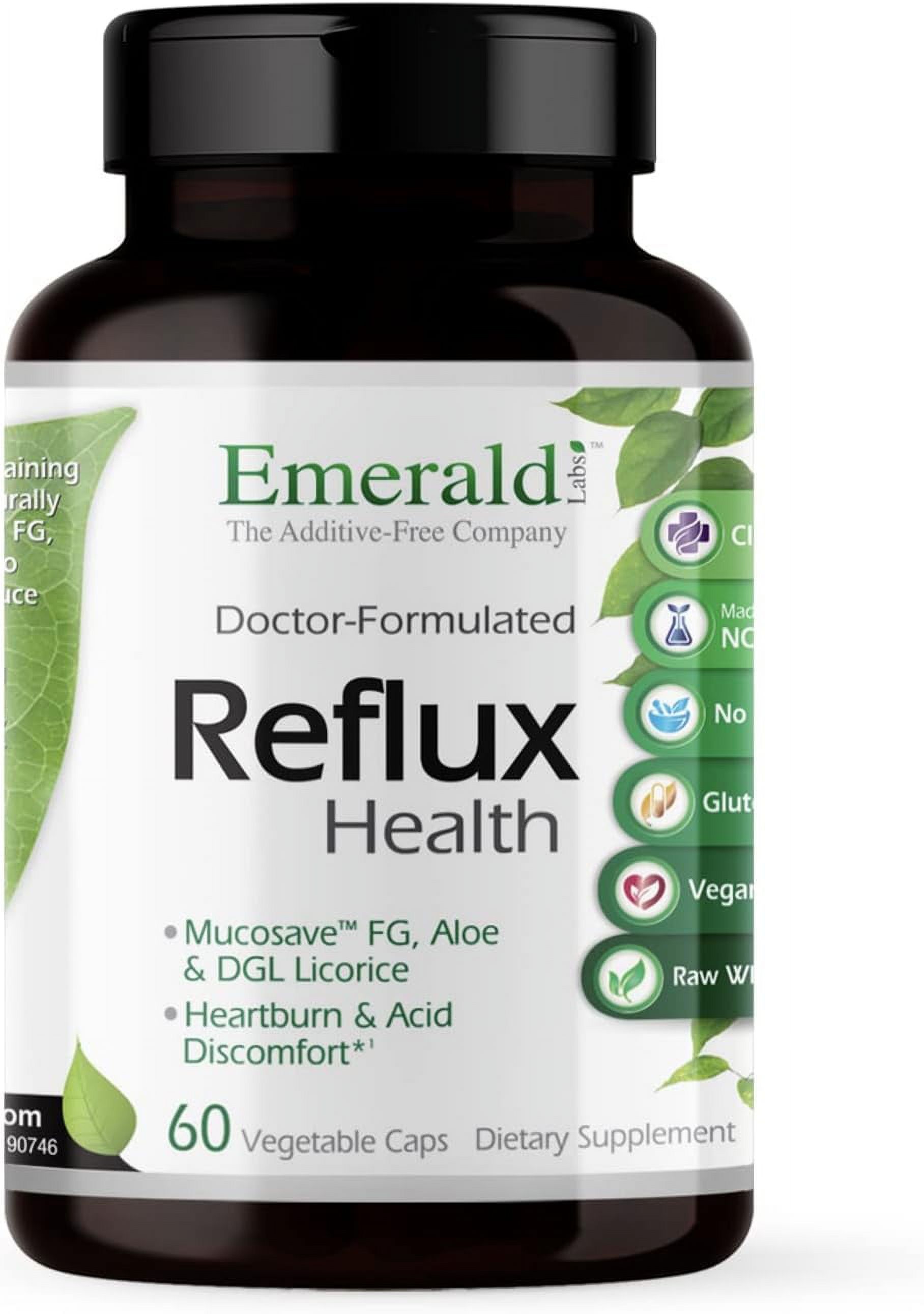 EMERALD LABS Reflux Health Dietary Supplement with Mucusave FG, Aloe