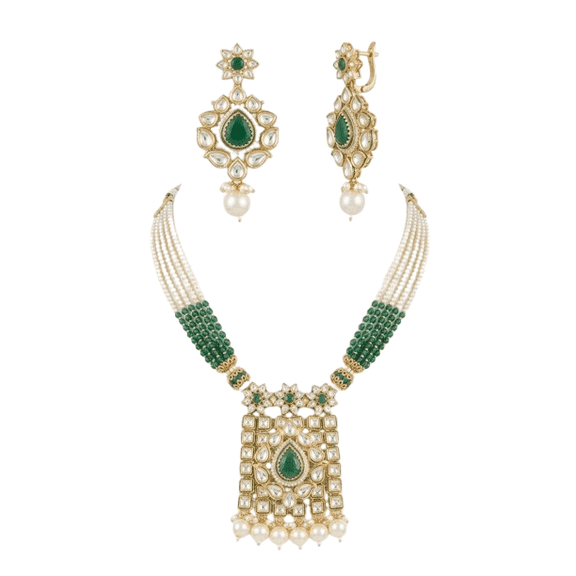 Emerald Radiance Heirloom Necklace Set Elegant Traditional Statement Jewelry Set for Women