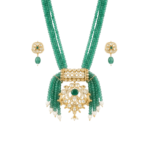 Emerald Royale Moissanite Cascade Necklace Set Green Stone Statement Jewelry for Women