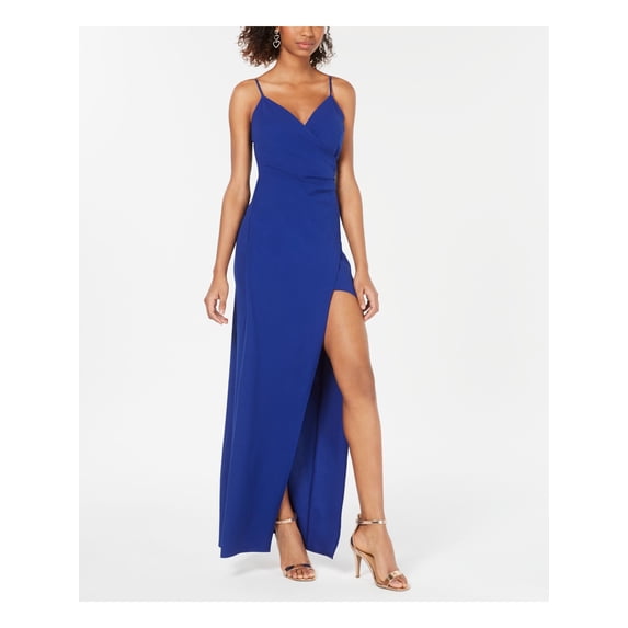 EMERALD SUNDAE Womens Blue Spaghetti Strap Sweetheart Neckline Full-Length Formal Hi-Lo Dress Juniors M