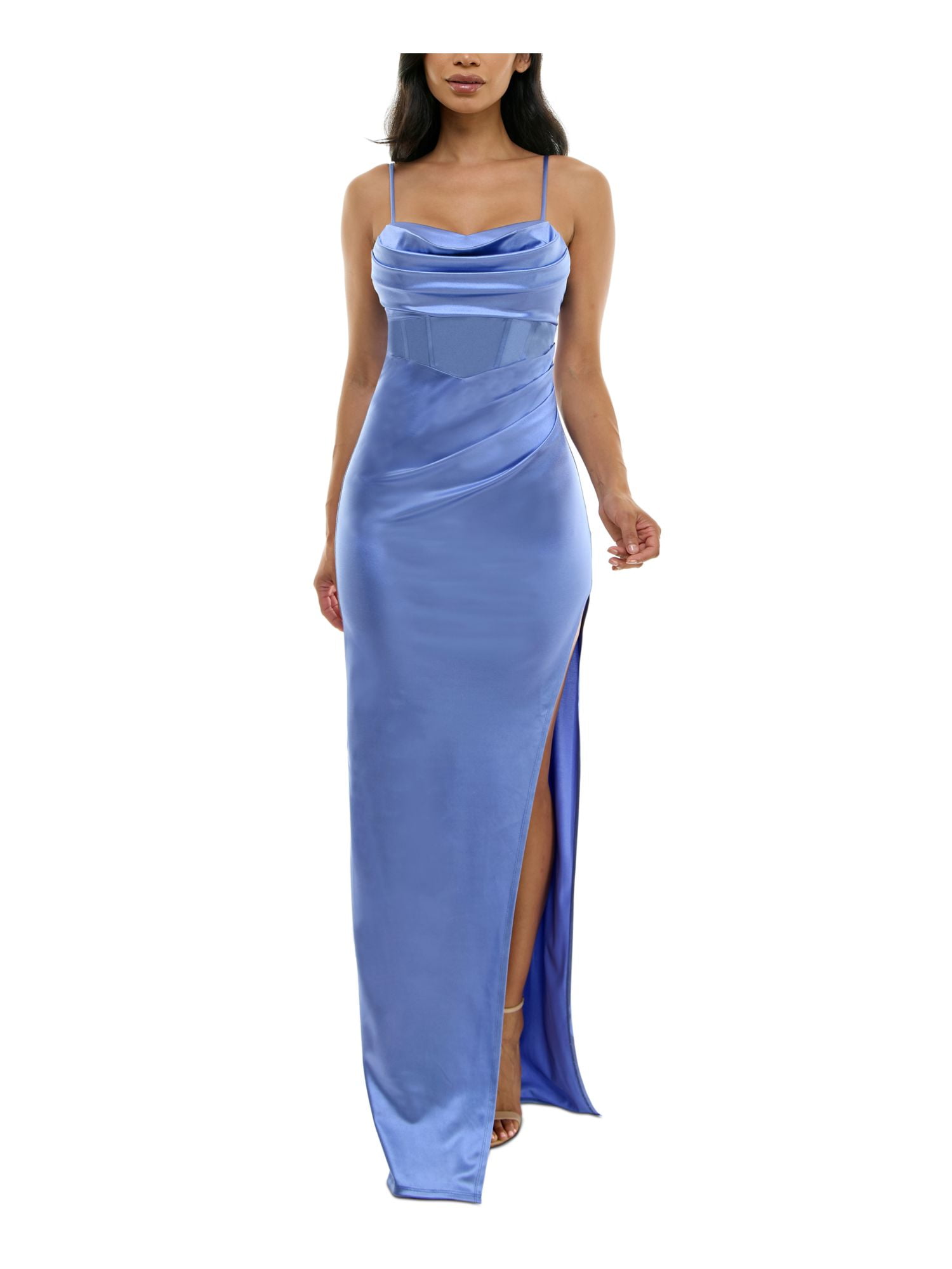 Emerald Sundae Womens Juniors Sateen Long Evening Dress Blue S Emerald Sundae Womens Juniors Sateen Long Evening Dress Blue S