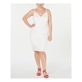 thumbnail image 1 of EMERALD SUNDAE Womens Ivory Lace Spaghetti Strap V Neck Knee Length Cocktail Body Con Dress Plus 2X, 1 of 4