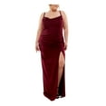 thumbnail image 1 of EMERALD SUNDAE Womens Maroon Zippered Adjustable Drape Front Ruched Hi Slit Sleeveless Sweetheart Neckline Full-Length Evening Body Con Dress 20, 1 of 4