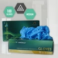 thumbnail image 1 of EMERALD US Premium Nitrile Exam Gloves Medium, 100 Count, Powder-Free, Latex Free Natural Rubber Free, Single Use Non-Sterile, Beaded Cuff, Box/100 Medium/M, 1 of 5