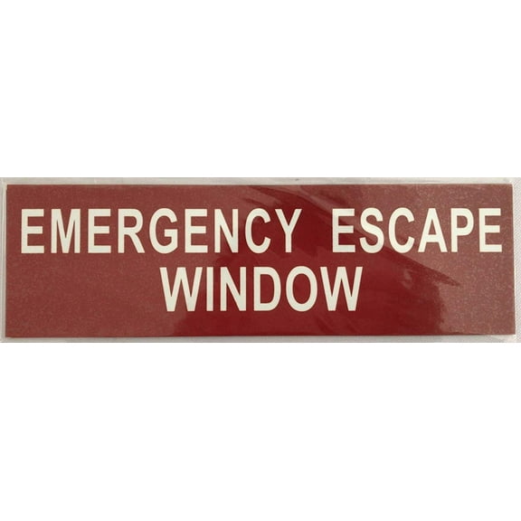 EMERGENCY ESCAPE WINDOW SIGN - RED ALUMINIUM HEAVY DUTY (3X10)