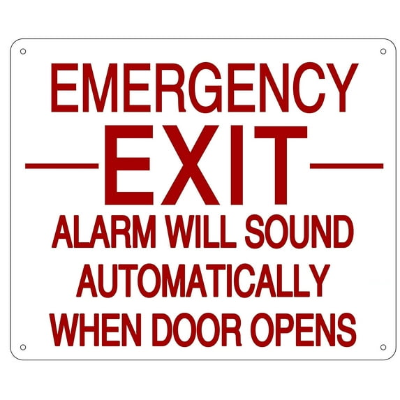 EMERGENCY EXIT ALARM WILL SOUND AUTOMATICALLY WHEN DOOR OPENS SIGN (Reflective, Aluminium 10X12 inch)