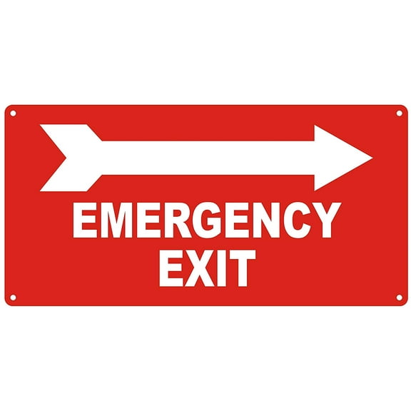 EMERGENCY EXIT WITH ARROW RIGHT SIGN - ( ALUMINUM Reflective !!! 7X14)