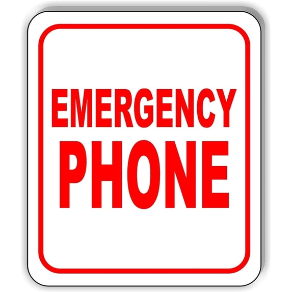 EMERGENCY PHONE RED Aluminum Composite Outdoor Sign 8.5" x10"