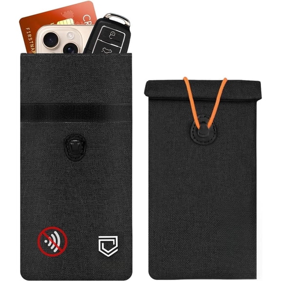 EMF Blocker Case For Cell Phone Protection Size 8inx4in Fits Smartphones Anti Shield Sleeve Pouch Cover Fabric Faraday Bags For Phones SmartDot 5G RF Key Fob Signal data Blocking Black