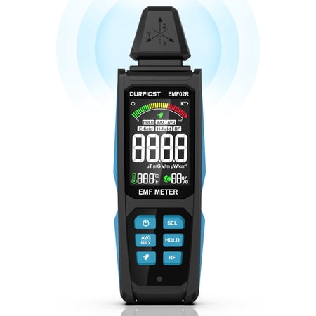 EMF Meter, DURFICST 5 in 1 Rechargeable Digital Electromagnetic Field Radiation Detector for EF, RF, MF and WiFi Signal, Suitable for 5G, Cell Towers, Smart Meters, WiFi, Bluetooth