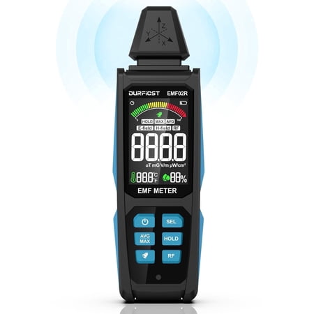 EMF Meter, DURFICST 5 in 1 Rechargeable Digital Electromagnetic Field Radiation Detector for EF, RF, MF and WiFi Signal, Suitable for 5G, Cell Towers, Smart Meters, WiFi, Bluetooth
