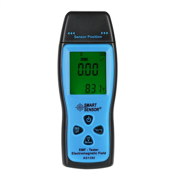Carevas EMF Meter, Digital LCD Backlight, Electromagnetic Radiation Detector, Blue
