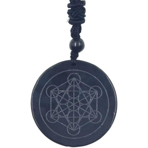 EMF Protection Shungite Metatron Cube Energy Necklace,Metatron Cube Necklace