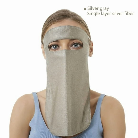 EMF Radiation Protection Face Mask - 100% Silver Fiber Shielding For 5G, WiFi & Electronics (45dB-62dB Blocking) - Anti-Radiation Hood For Adults, Machine Washable, Free Size (Silver Gray)