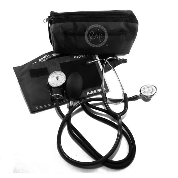 EMI # 305 BLACK Aneroid Sphygmomanometer Blood Pressure Monitor and Dual Head Stethoscope Kit Set
