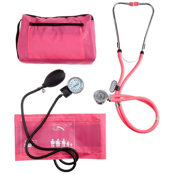EMI ALL PINK SET Sprague Rappaport Stethoscope and Aneroid Sphygmomanometer Blood Pressure Set Kit - #330