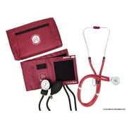 EMI Burgundy 330 Sprague Rappaport Stethoscope and Aneroid Sphygmomanometer Manual Blood Pressure Set Kit
