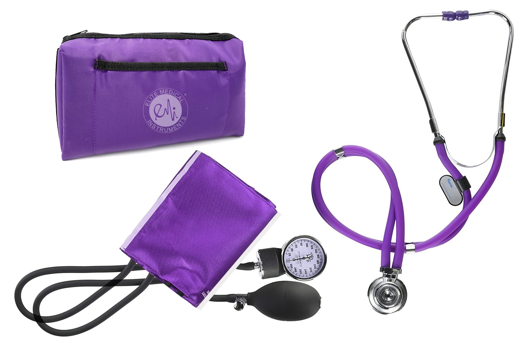 EMI Professional Deluxe PURPLE Aneroid Sphygmomanometer and Sprague Rappaport Stethoscope Set Kit #330