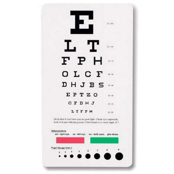 EMI Snellen Pocket Eye Chart EC-PSN - For use at 6 feet