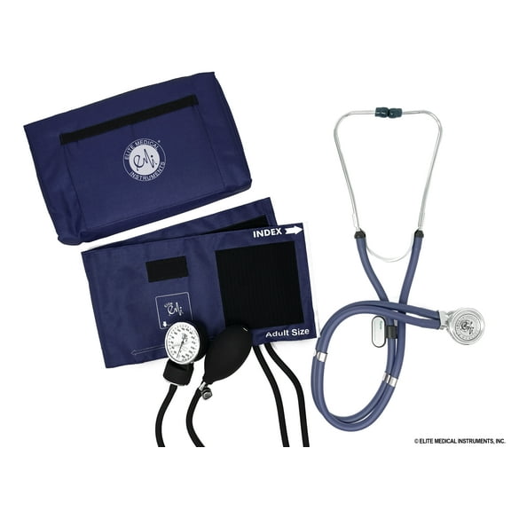 EMI Sprague Rappaport Stethoscope and Aneroid Sphygmomanometer Blood Pressure Set Kit NAVY - #330