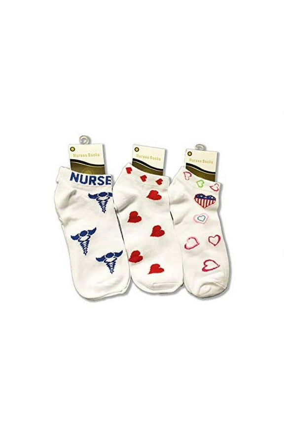 EMI Women's Nurse Fashion Anklet Low Cut Socks # ESX-NHH, 3 Pair