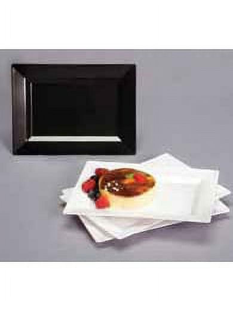 EMI Yoshi Black 12.75" Rectangle Plastic Dinner Plates 10ct.