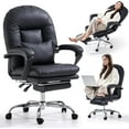 thumbnail image 1 of EMIAH Ergonomic Office Chair with Foot Rest Criss Cross Chair with Wheels Reclining Executive Office Chair Mid Back PU Leather Swivel Computer Chairs Lumbar Support for Home Office (Black), 1 of 23