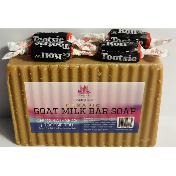 EMIJAY'S COSMETICS ORGANIC Jaed' Jolie Organic Goat Milk Chocolate Spice Tootsie Roll Candy Bar soap