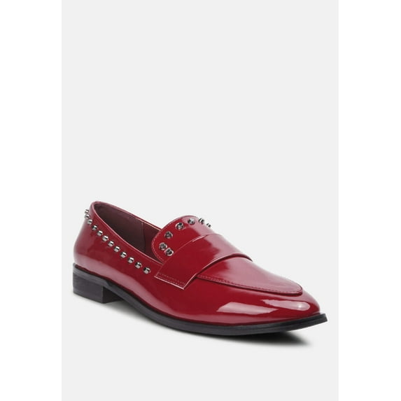 EMILIA Burgundy Patent Stud Penny Loafers