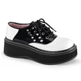 thumbnail image 1 of 2" PF 5-Eyelet Lace Saddle Shoe w/Side Spikes - Wht Vegan Leather-Blk Pat, 10, 1 of 2